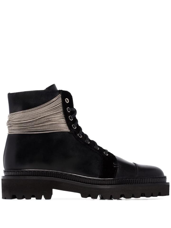 Balmain Ranger Chain-trimmed Boots - Black