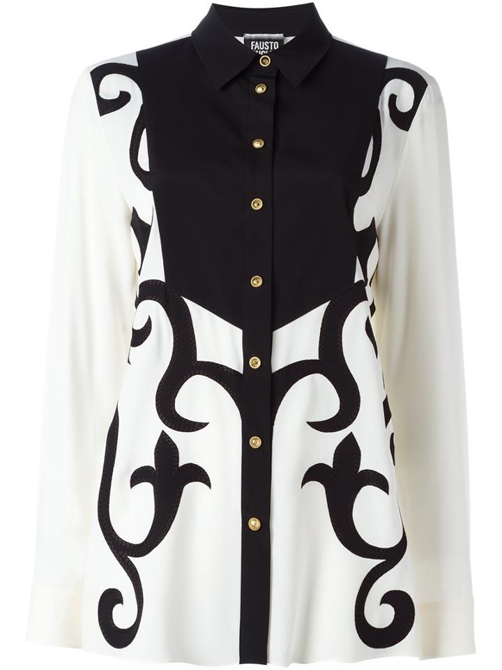 Fausto Puglisi Contrast Bib Shirt, Women's, Size: 40, Black, Acetate/silk