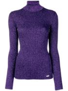 Dsquared2 - Lurex Polo Neck Knit - Women - Cotton/polyester/viscose - M, Women's, Grey, Cotton/polyester/viscose