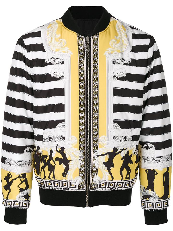 Versace Collection - Striped Bomber Jacket - Men - Acrylic/polyamide/polyester/wool - 50, Black, Acrylic/polyamide/polyester/wool