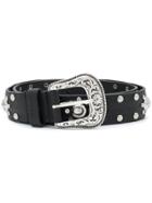 Diesel Studded Western Buckle Belt - Black