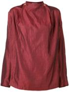 Issey Miyake Vintage 1980's Collarless Shirt - Red