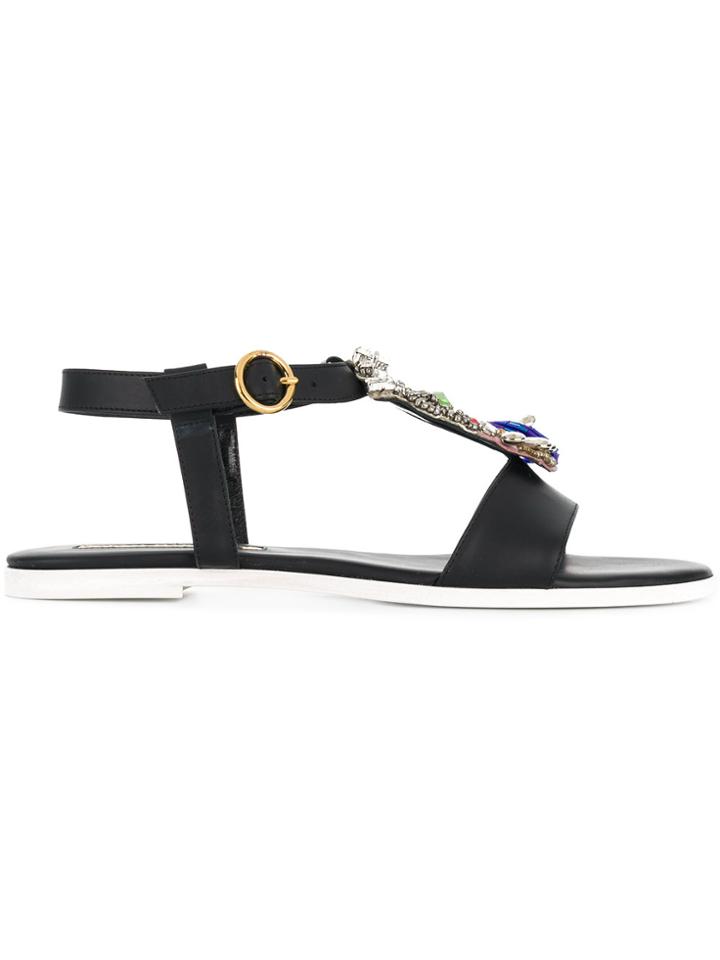 Rupert Sanderson Queen Embellished Sandals - Black