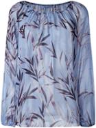 Blumarine Floral Print Blouse, Women's, Size: 44, Blue, Silk