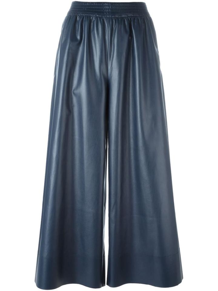 Cédric Charlier Elasticated Waistband Wide Pants, Women's, Size: 38, Blue, Polyester/polyurethane/rayon