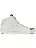 Leather Crown Hi-top Zebra Sneakers - White