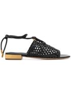 Salvatore Ferragamo Woven Gancio Sandals - Black