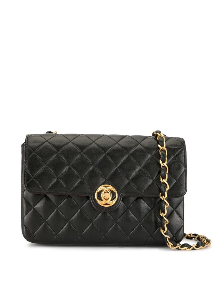 Chanel Pre-owned Diamond Quilted Chain Crossbody Bag - Black