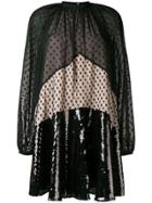 Giamba Panel Embellished Flared Dress - Black