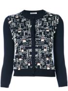 Oscar De La Renta Bead Embroidered Cardigan - Blue