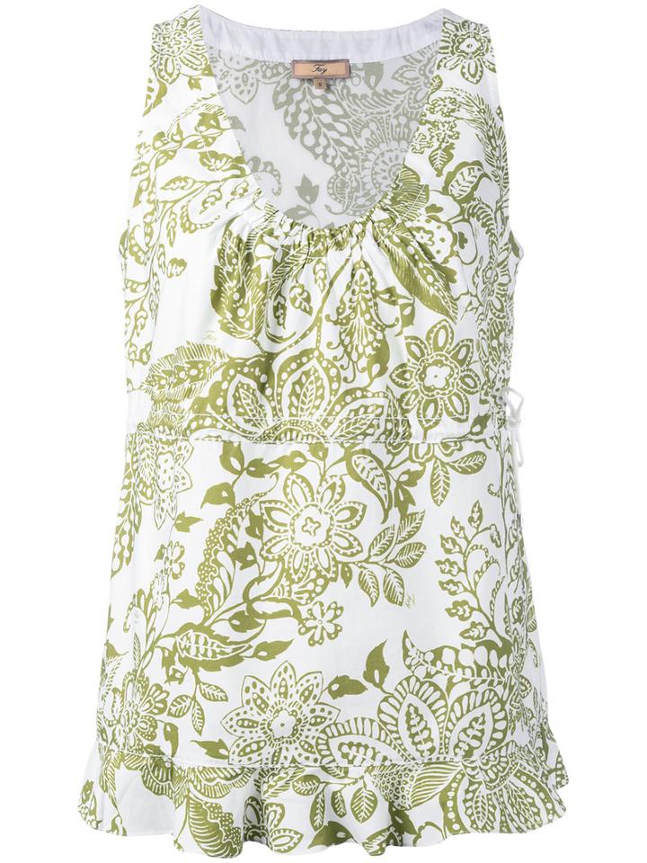 Fay Floral Print Tank Top, Women's, Size: Large, White, Cotton