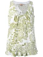 Fay Floral Print Tank Top, Women's, Size: Large, White, Cotton