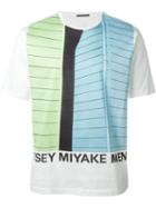 Issey Miyake Men Colour Block Logo T-shirt, Size: 0, White, Cotton