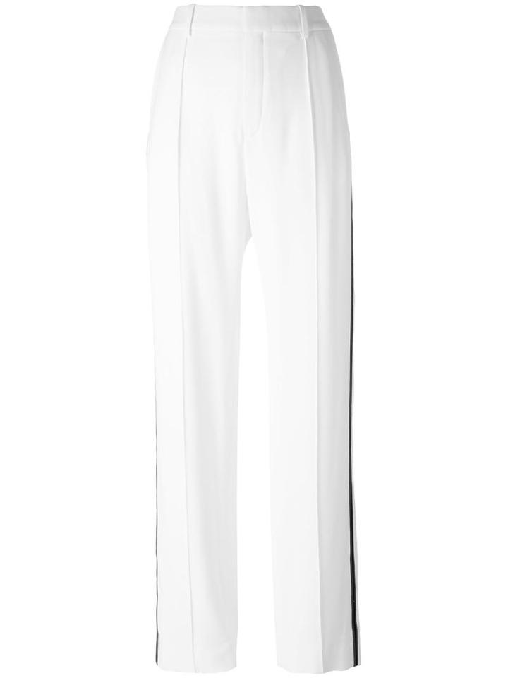 Chloé Straight Leg Piped Trousers, Women's, Size: 38, White, Acetate/viscose/silk