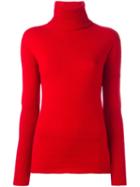 Michel Klein Ribbed Turtleneck Sweater, Women's, Size: 36, Red, Nylon/viscose/angora/wool