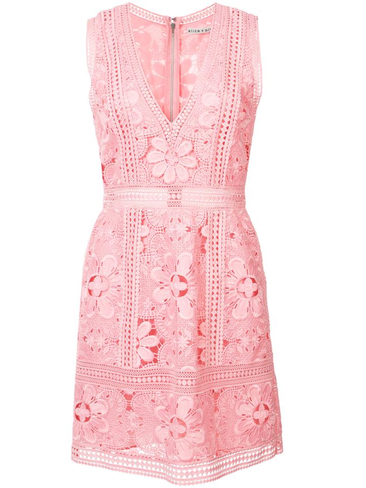 Alice+olivia Lace Embroidered Dress - Pink & Purple