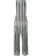Mm6 Maison Margiela Striped Jumpsuit, Women's, Size: S, Green, Viscose/modal/cupro