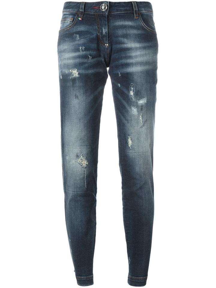 Philipp Plein 'so Good' Boyfriend Jeans, Women's, Size: 28, Blue, Cotton/polyester/spandex/elastane