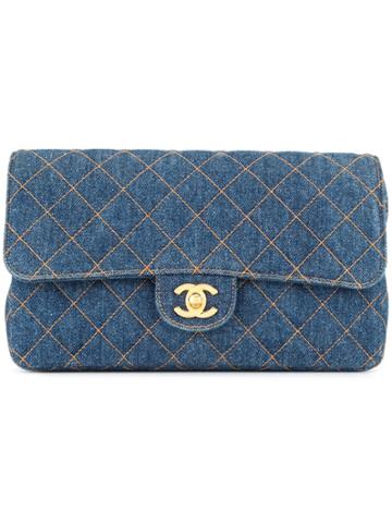 Chanel Vintage Cc Logos Chain Backpack Bag - Blue