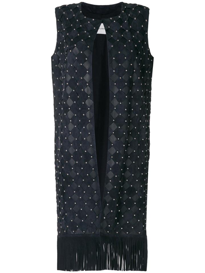 Yves Salomon Fringed Long Waistcoat - Black