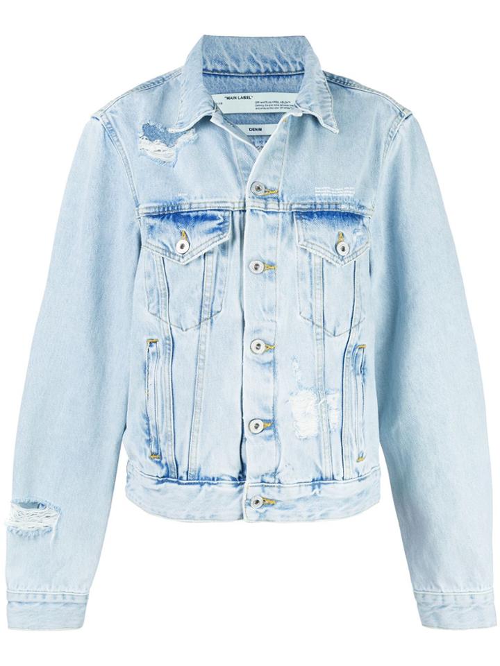 Off-white Embroidered Denim Jacket - Blue