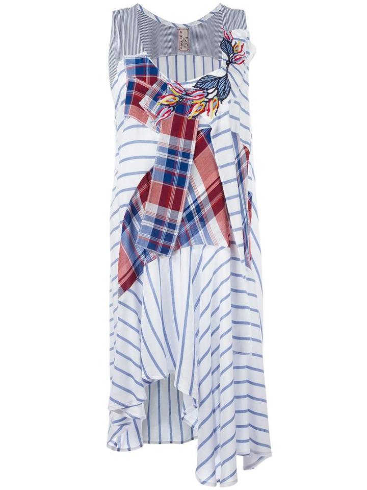 Antonio Marras Striped Patchwork Dress, Women's, Size: 44, White, Viscose/cotton/spandex/elastane