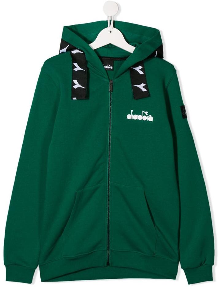 Diadora Junior Teen Logo Zip-up Hoodie - Green