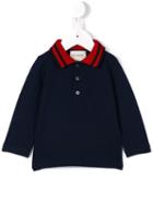 Gucci Kids - Web Collar Polo Shirt - Kids - Cotton/spandex/elastane - 24-36 Mth, Blue