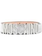 Moschino Embellished Logo Plaque Belt - Silver