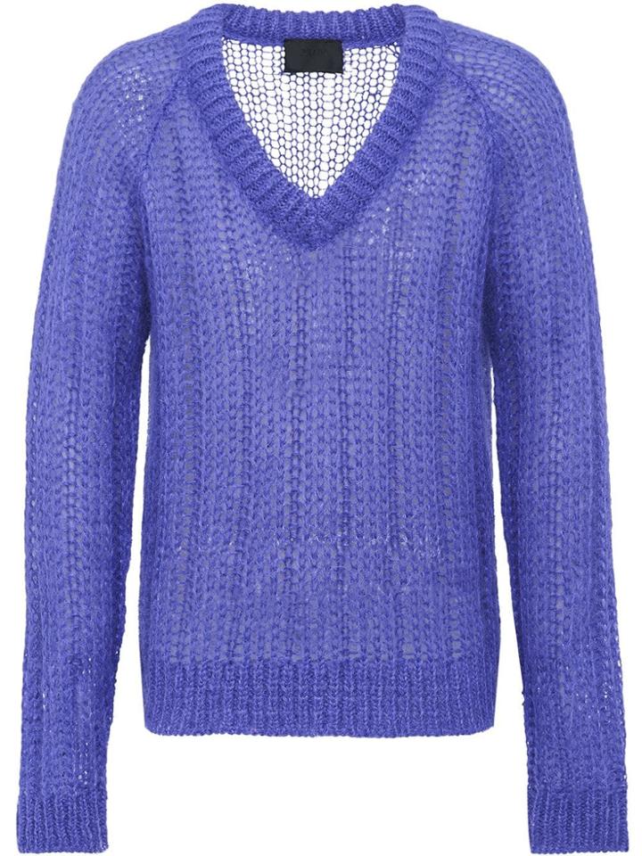 Prada V-neck Mohair Knitted Jumper - Blue