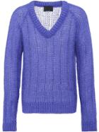 Prada V-neck Mohair Knitted Jumper - Blue