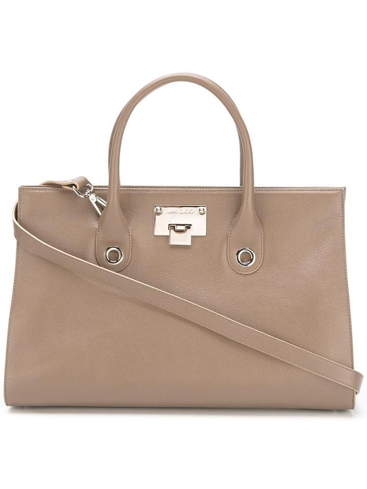 Riley Tote, Women's, Nude/neutrals, Calf Leather, Jimmy Choo