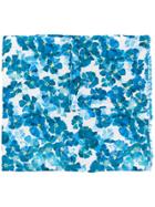 Twin-set Floral Print Frayed Scarf - Blue