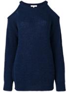 Iro - Lineisy Cutout Shoulder Ribbed Sweater - Women - Acrylic/wool/alpaca - S, Blue, Acrylic/wool/alpaca