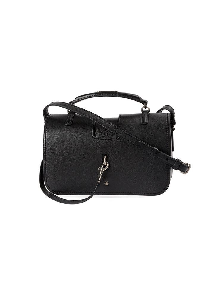 Saint Laurent Front Clasp Shoulder Bag, Women's, Black, Sheep Skin/shearling