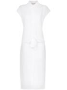 A Plan Application Belted Linen Shirt Dress - White