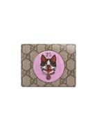 Gucci Gg Supreme Card Case With Bosco Patch - Brown