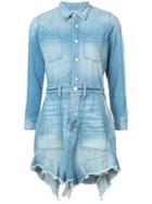 Nsf Asymmetric Hem Denim Mini Dress - Blue