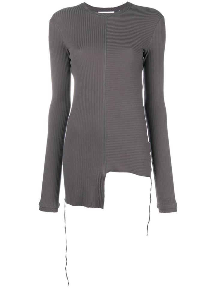 Helmut Lang Boat Neck Rib Top - Grey