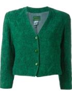 Kenzo Vintage Floral Embroidered Cropped Jacket - Green