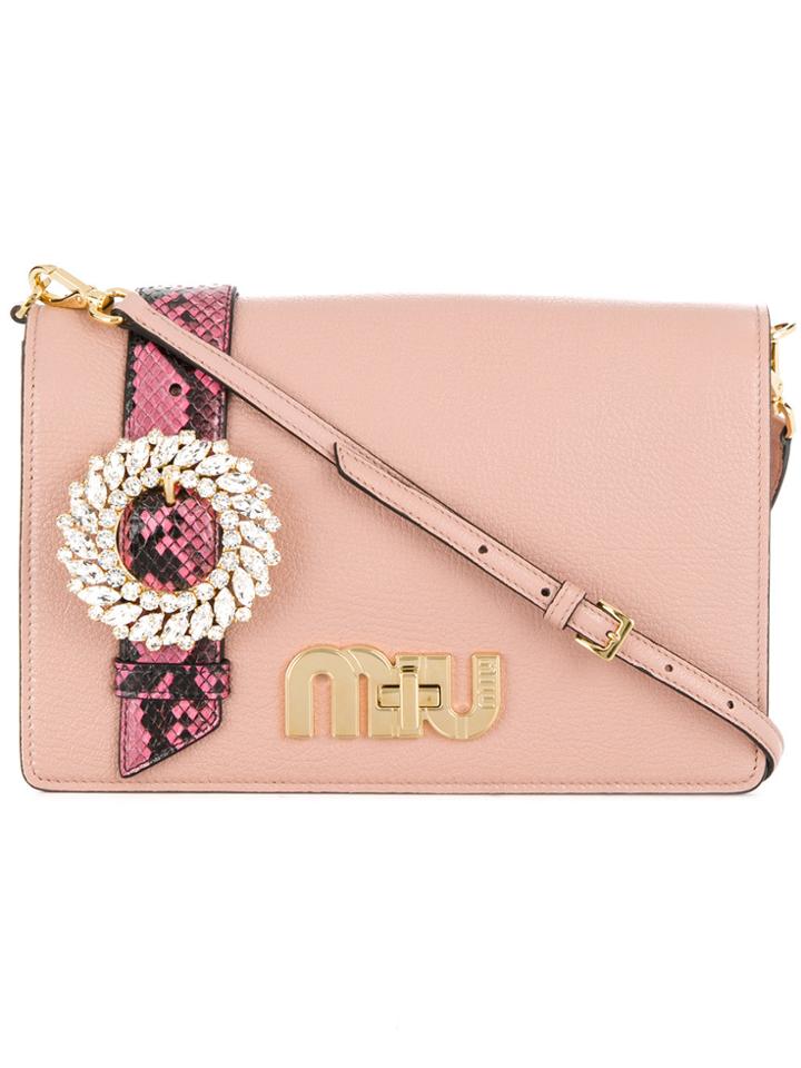 Miu Miu Crystal Embellished Crossbody Bag - Pink & Purple