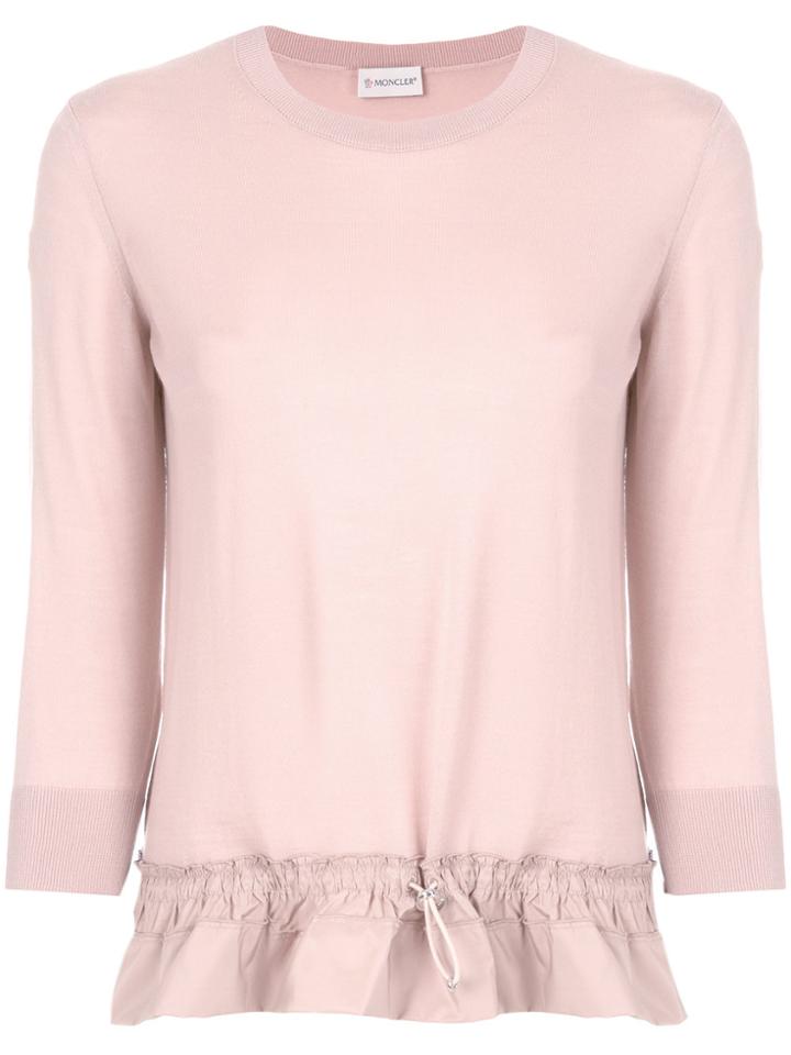Moncler Ruffle Hem Fine Knit Top - Pink & Purple