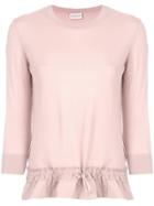 Moncler Ruffle Hem Fine Knit Top - Pink & Purple