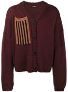 Raf Simons Striped Pocket Cardigan - Red