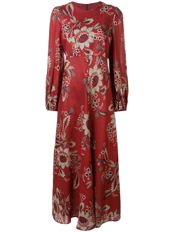 Zimmermann Belted Floral Print Dress - Red