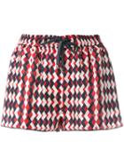 F.r.s For Restless Sleepers Printed Drawstring Shorts, Women's, Red, Silk