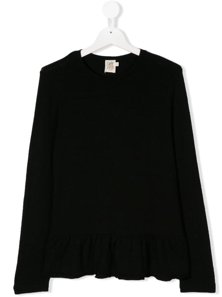 Caffe' D'orzo Ruffled Hem Jumper - Black