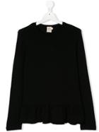 Caffe' D'orzo Ruffled Hem Jumper - Black