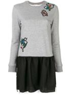 Red Valentino - Embroidered Knitted Dress - Women - Cotton/polyester - S, Grey, Cotton/polyester