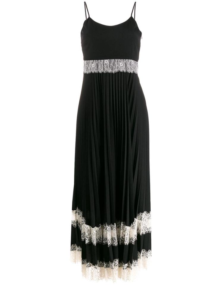 Twin-set Pleated Lace Dress - Black